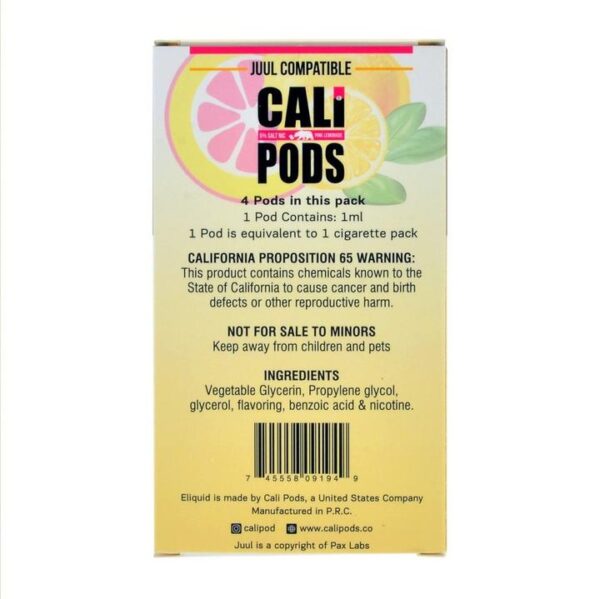 Cali Pods Pink Lemonade 4 Pods - Image 3