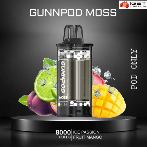 Buy GUNNPOD MOSS – ICE PASSION FRUIT MANGO – 8000 PUFFS – POD ONLY